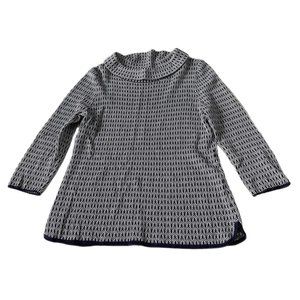 Talbots petite navy blue printed 3/4 sleeve top size small